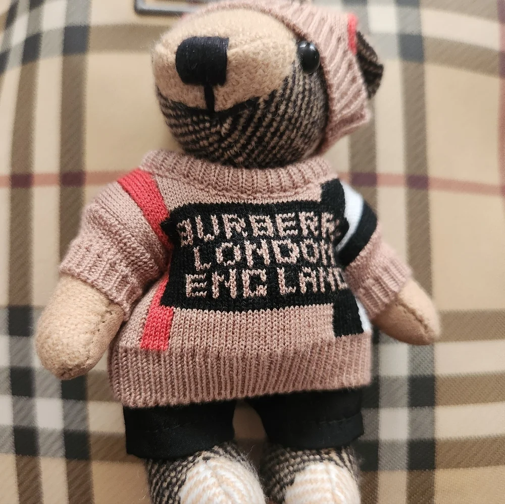 Burberry Striped Sweater Teddy Bear Keychain NIB - Picture 12 of 12
